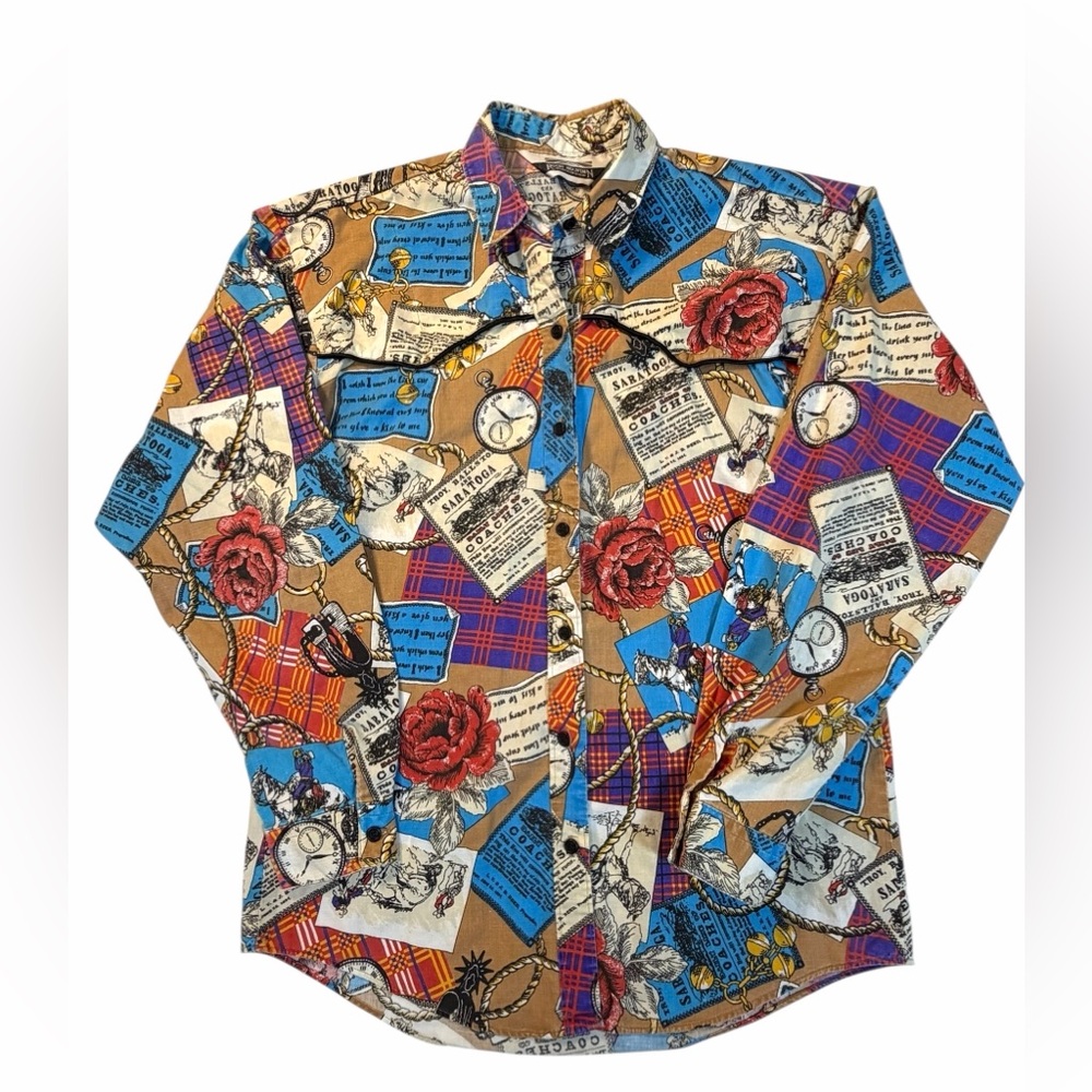 Rocky Mountain Western Button Down Small Multicolor Cotton